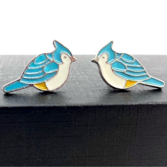 Blue Bird Miniature Stud Earrings New - Picture 1 of 4